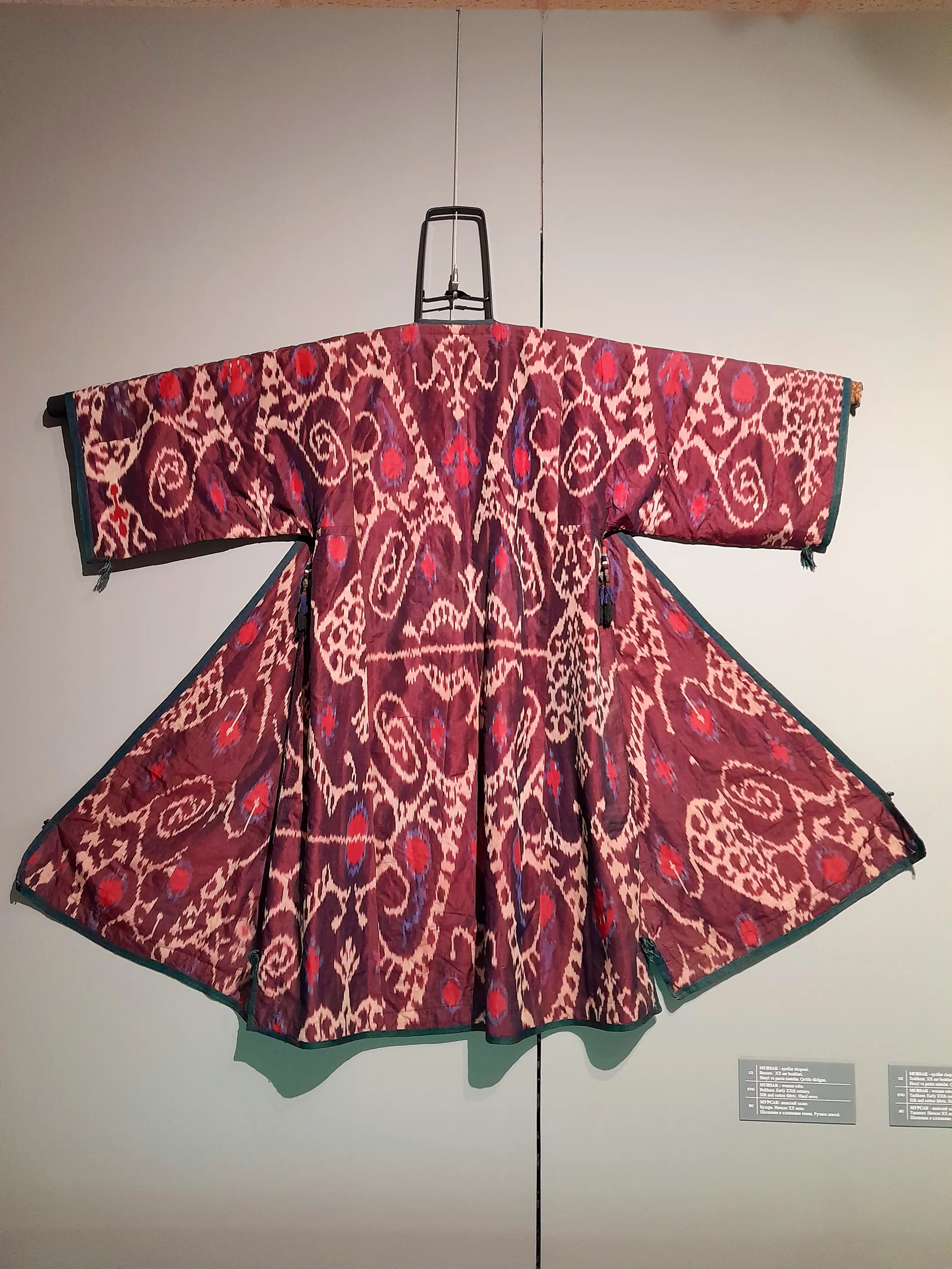 A mursak, a woman's ikat robe from Bukhara, in the Museum of Applied Arts in Tashkent.