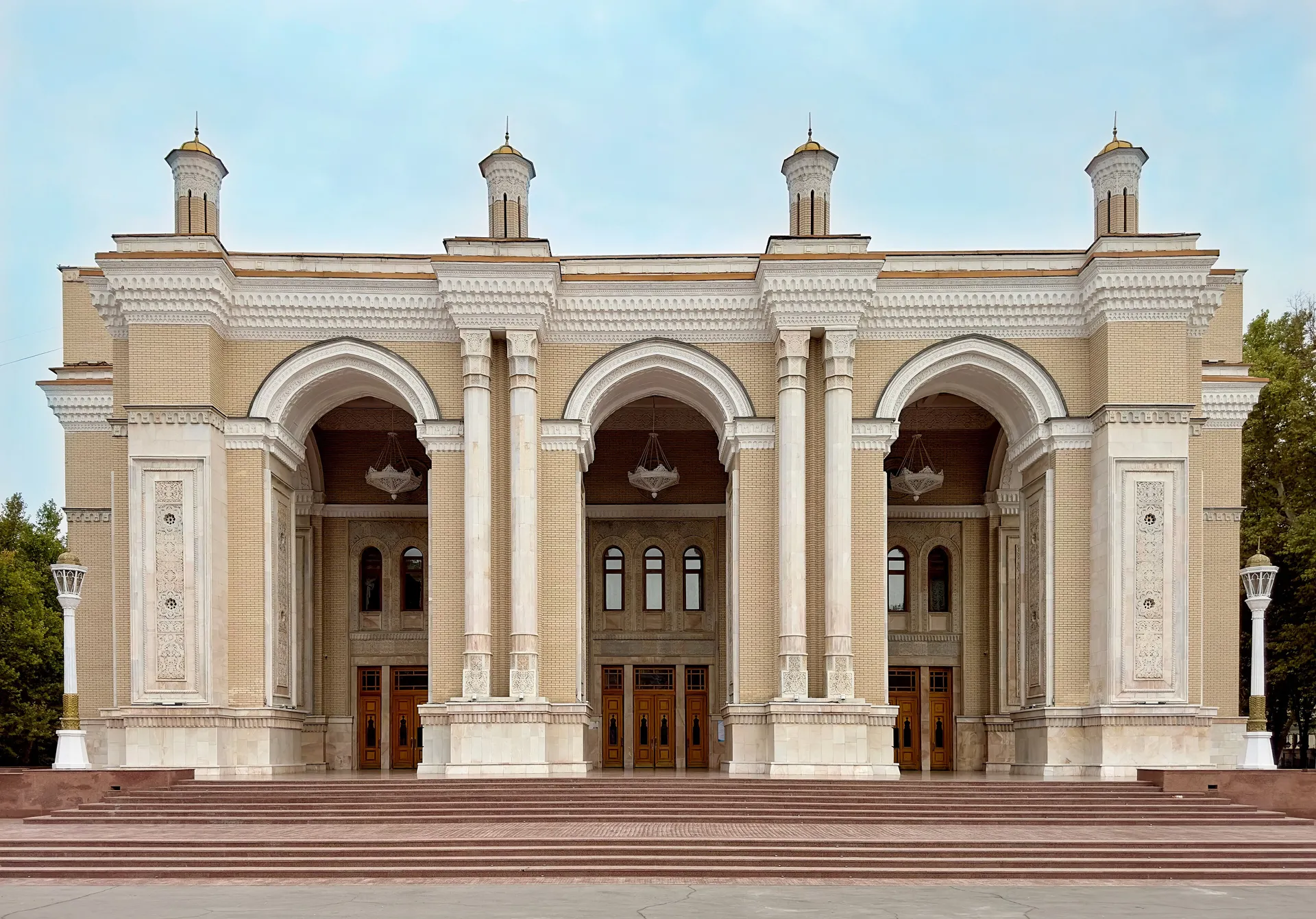 Tashkent's opera and ballet theatre, completed in 1947. Its foyers were decorated by master craftsmen from different regions, each hall in the style of a different city.